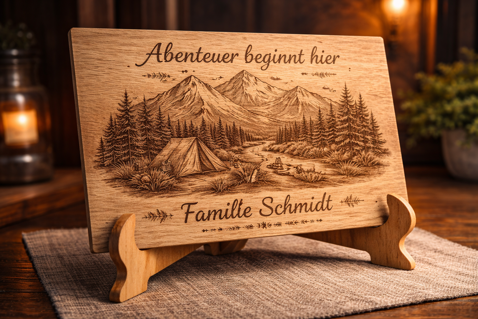 Abenteuer Plakette mit Familiengravur personalisiert